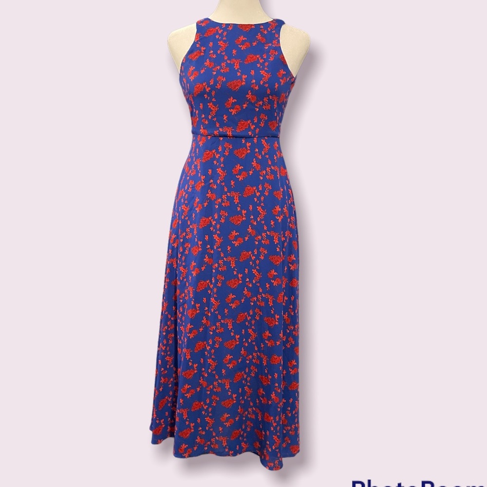 GB Girls red and blue floral maxi dress, NWT